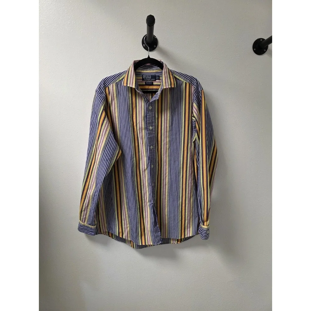 Polo Ralph Lauren Westerton Stripe Button Down Shirt Men Large Cotton Multicolor